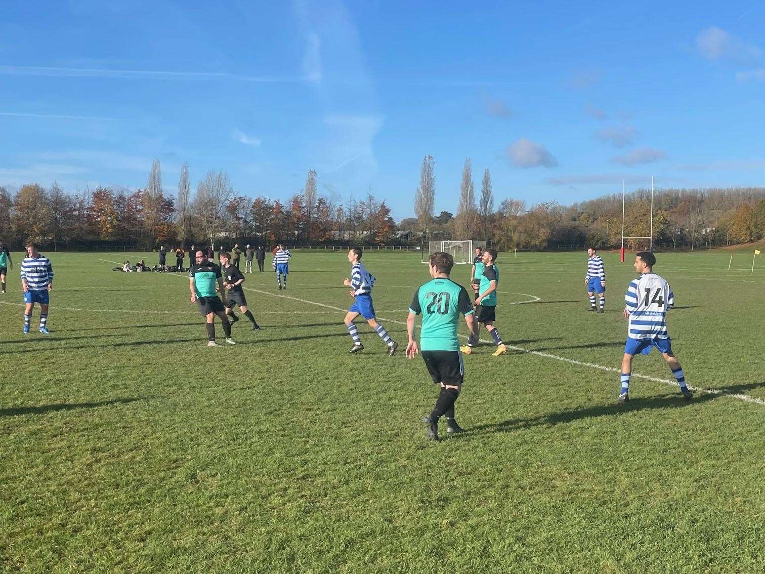 Action from The Crickets AFC vs Diamond FC in Newbury Sunday League