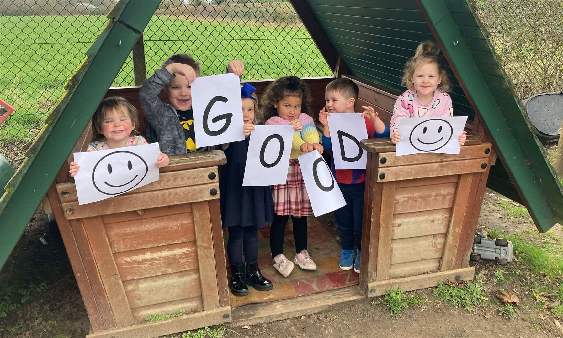 Pupils celebrate their Ofsted success. Image Credit: Beenham Pre-School
