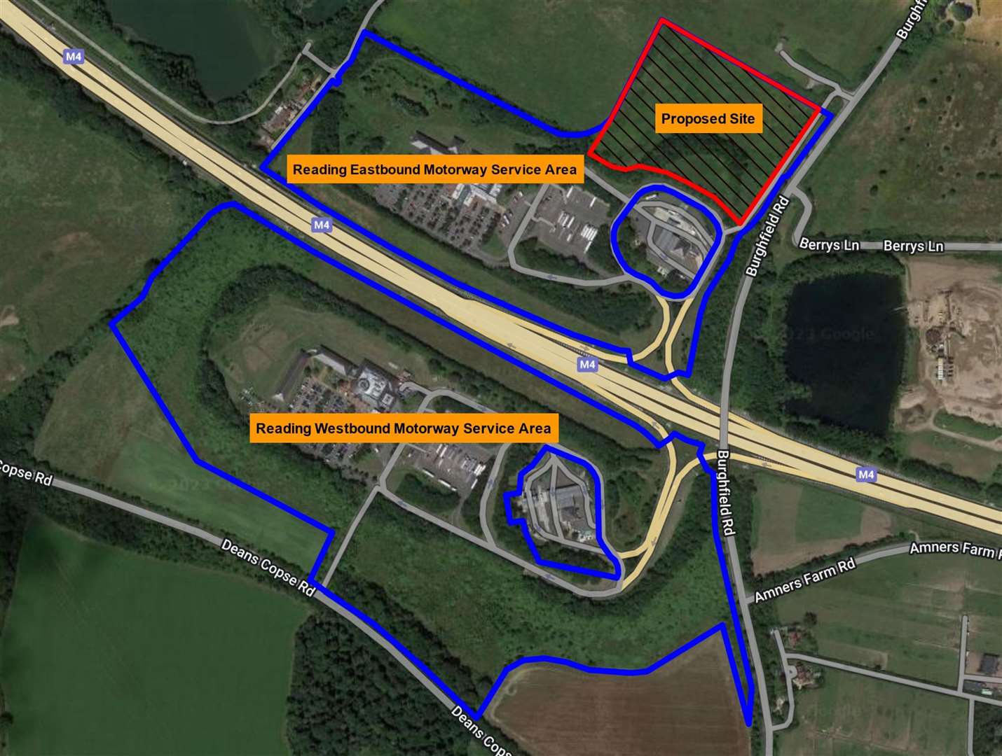 Site of the existing MSAs and proposed development site to the north