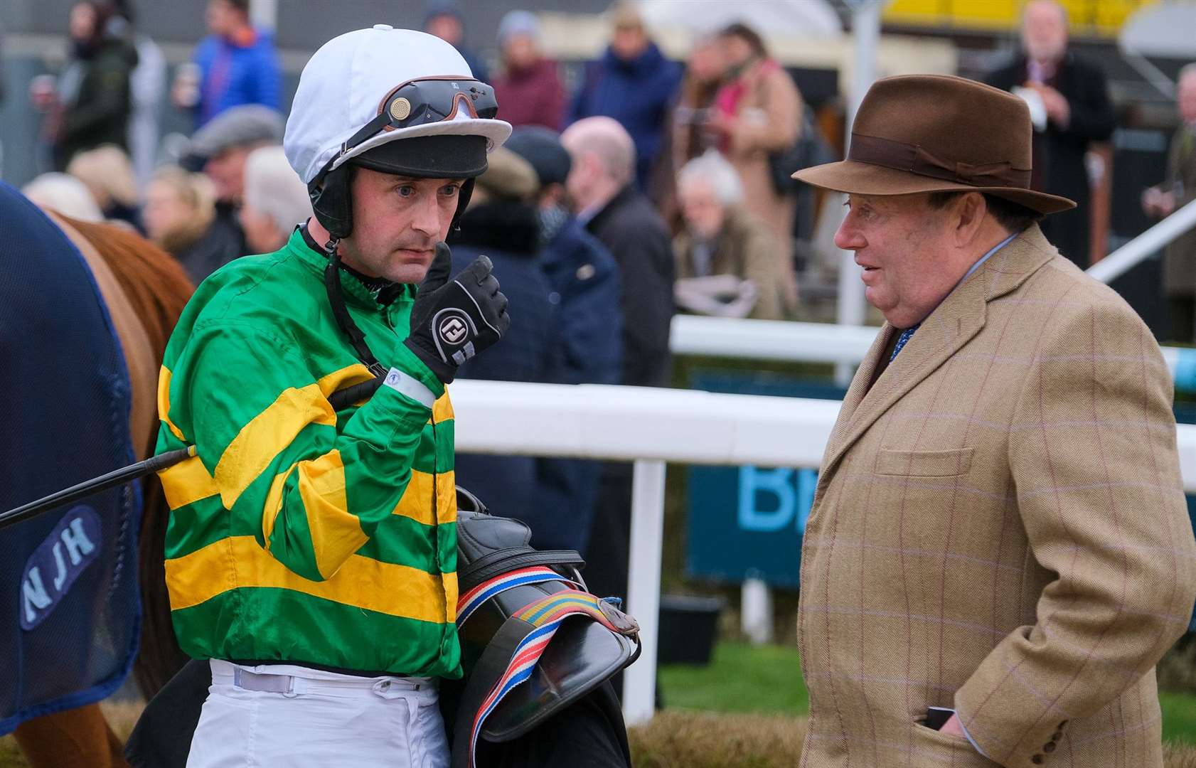 Henderson chats with Nico de Boinville as the pair plot more Cheltenham success