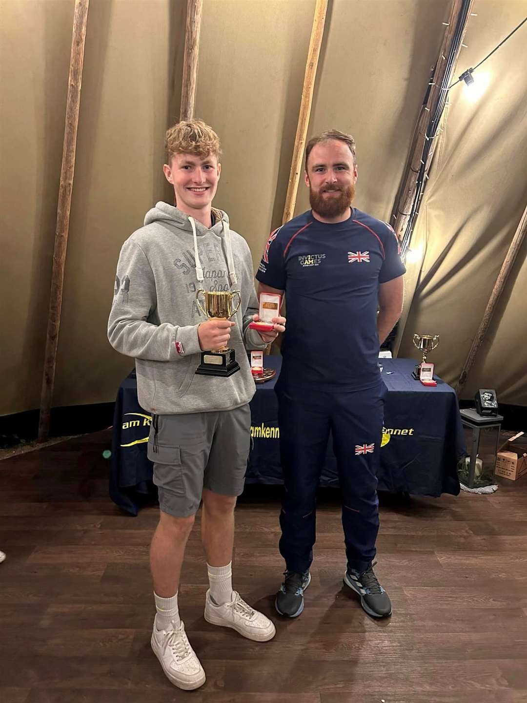 Euan Avery, winner of two awards, with Invictus Games gold medallist Peter Saunders