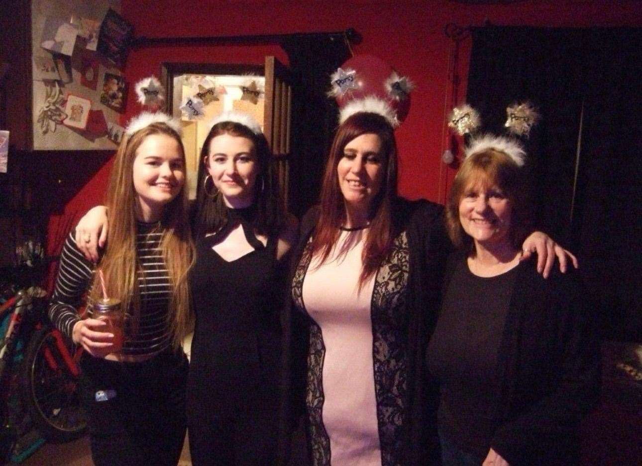 Chloe Hickman with her best friend, Natasha Smith, her mother Louise and her grandmother (Chloe Hickman/PA)