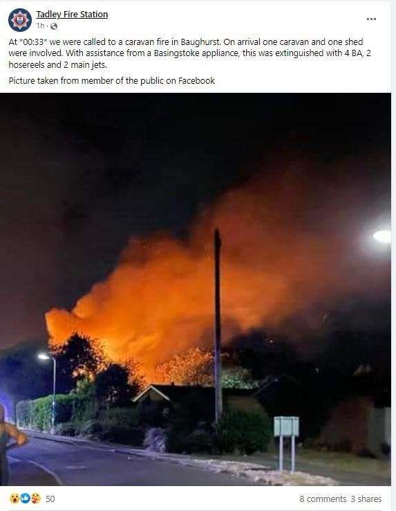 Tadley fire crews rushed to the scene just after midnight (58197200)
