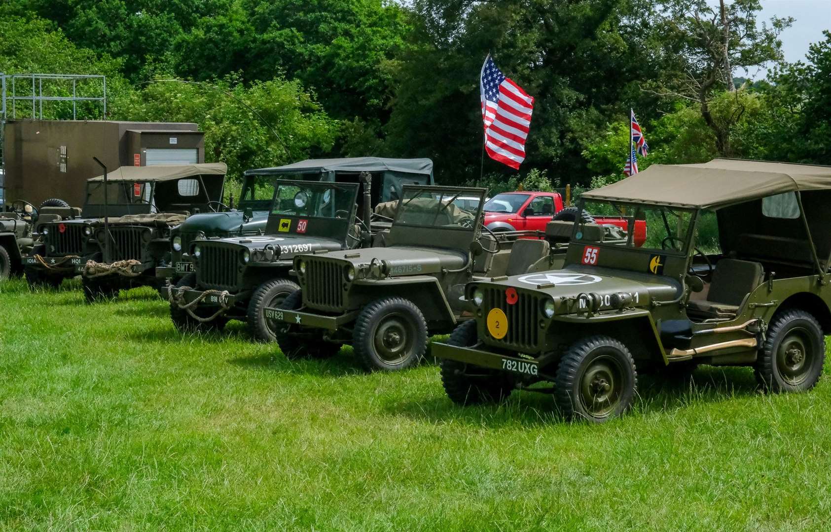 Military vehicles on display outside the RAF Welford Museum