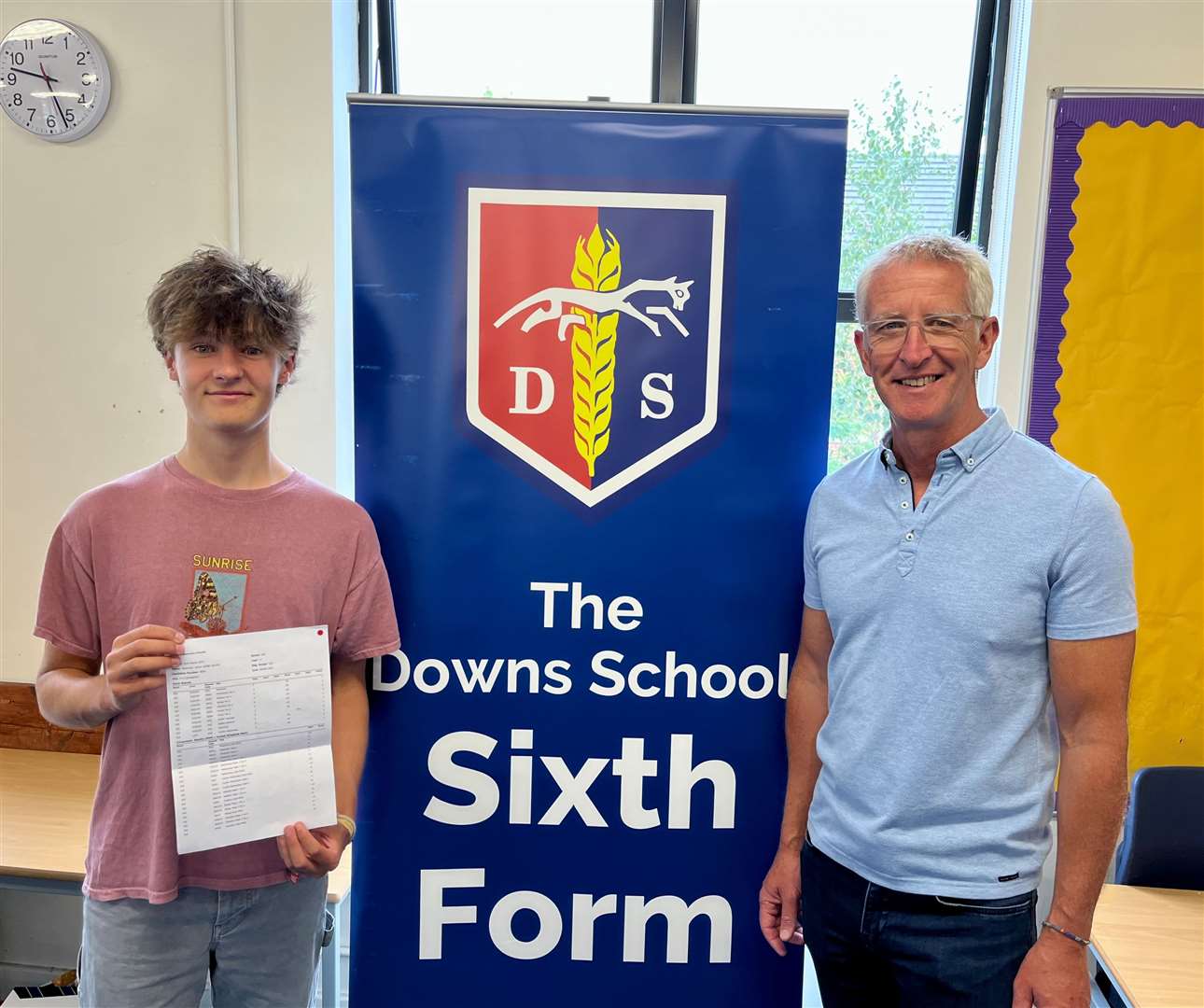 Year 11 pupil Sacha with headteacher, Chris Prosser
