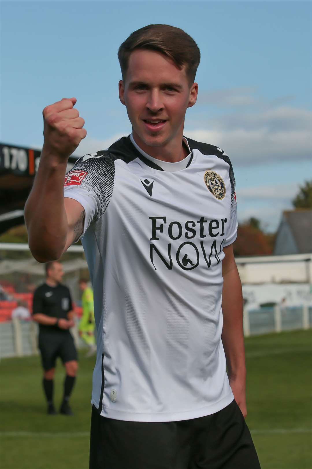 Midfielder Nathan Davis celebrates after Hungerford went ahead against Hayes and Yeading. Picture by Jeff Youd