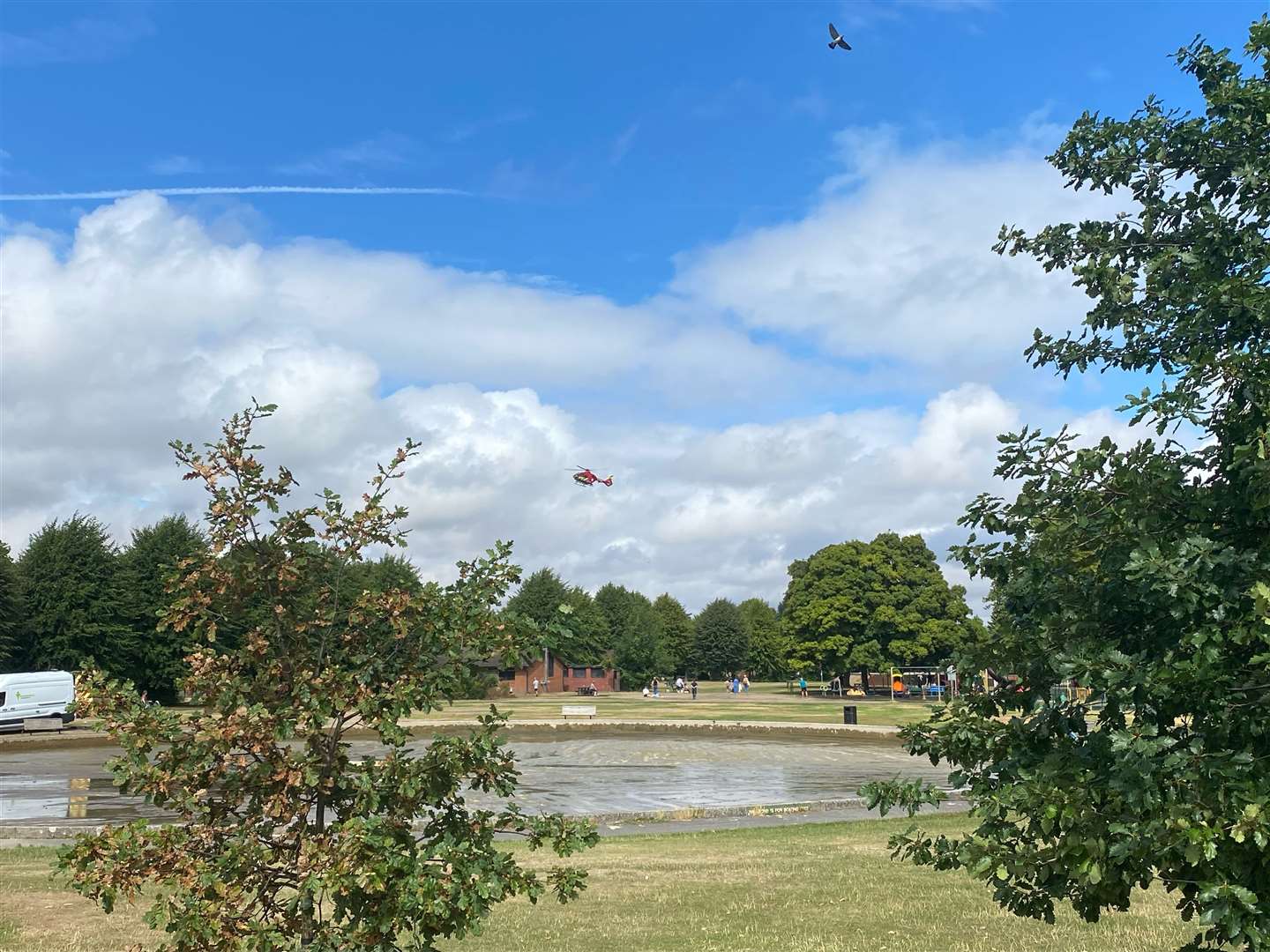 The helicopter landing in Victoria Park