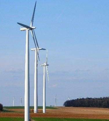Wind turbines in a rural area