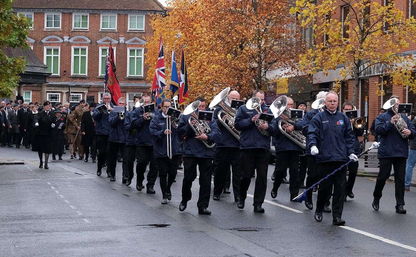 Remembrance parade heading towards Northbrook Street