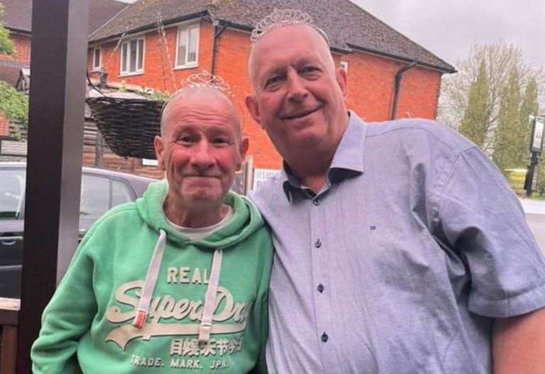Dave Emmons and Chris Wall after their head shave fundraiser. Credit: The Plough on the Green