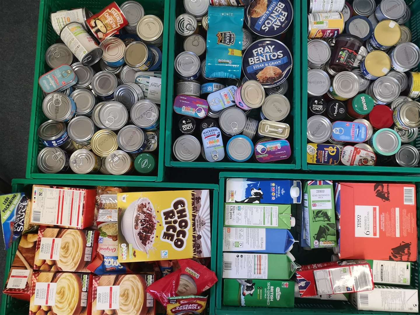 Some of the food donated by families from The Willink School
