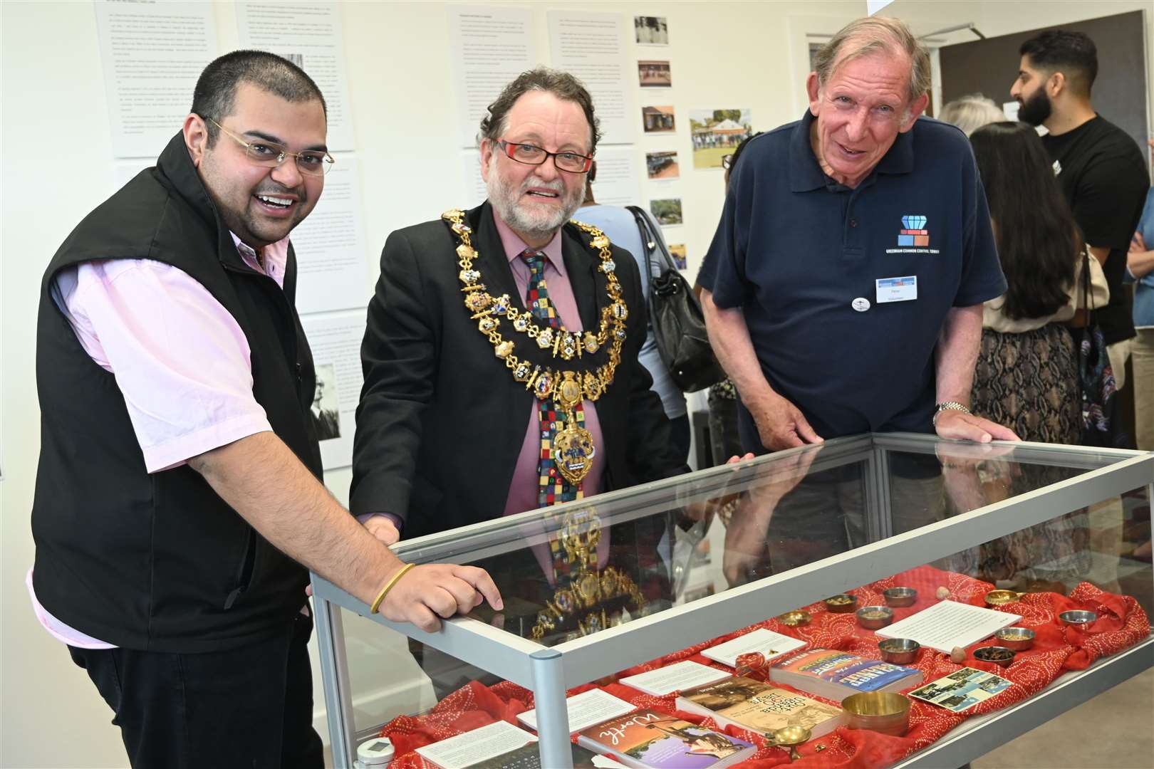 Mayor of Newbury with Harshad Modha, whose father was refugee, and Peter Evans