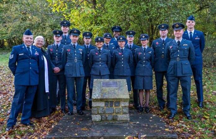 RAF members stand with 501st Combat Support Wing members at RAF Welford. Credit: Jessica Avallone