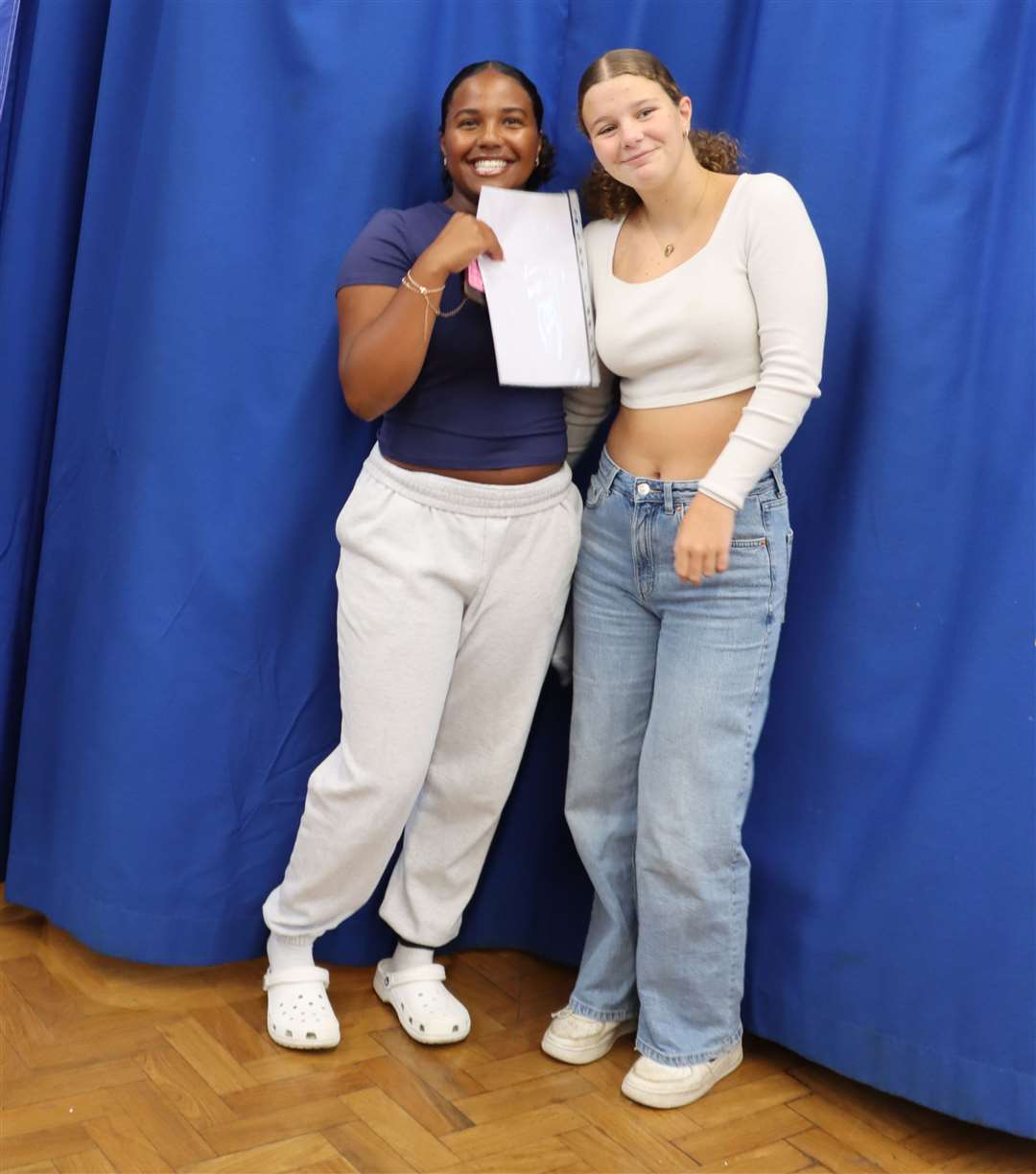 Scarlet S and Isla S celebrate their grades at The Willink School