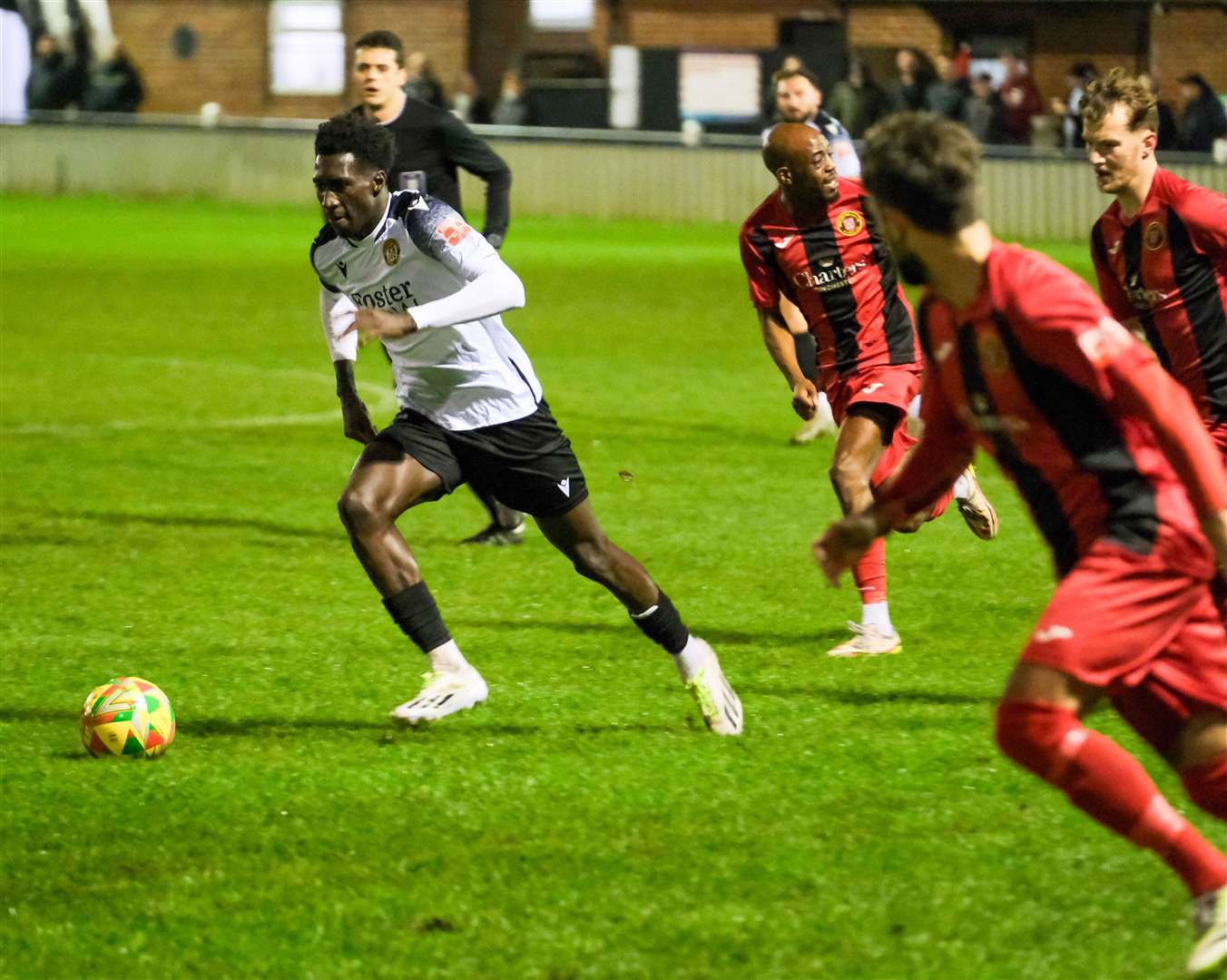 Cheltenham Town loanee Adulai Sambu had one of his best games in a Hungerford shirt