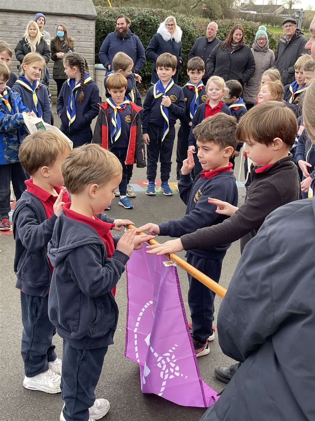 Welford and Wickham students took part in a scout investiture ceremony in January