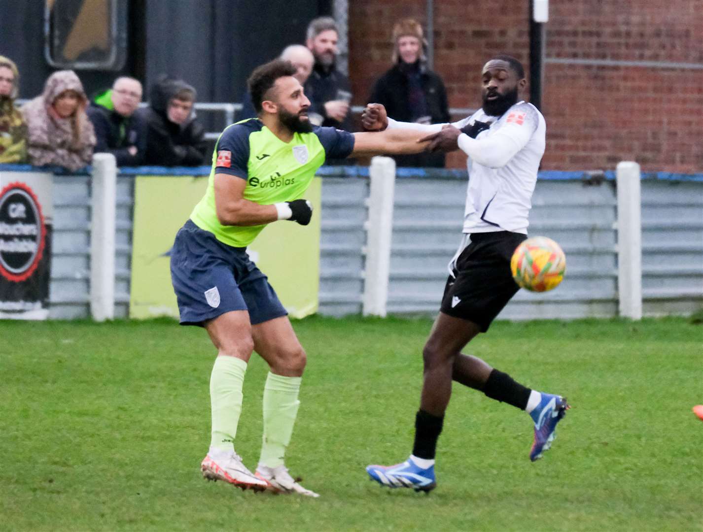 Defender Babs Jarra gets stuck in