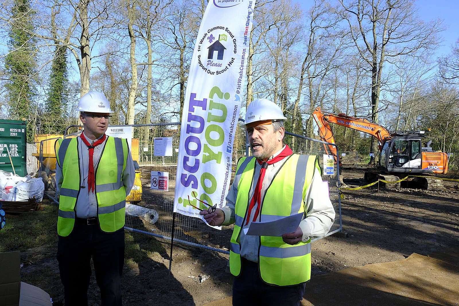 Rob Daniels, group Scout leader of 1st Wash Common and Mike Goddard, executive chairman of 1st Wash Common Scouts at the new site