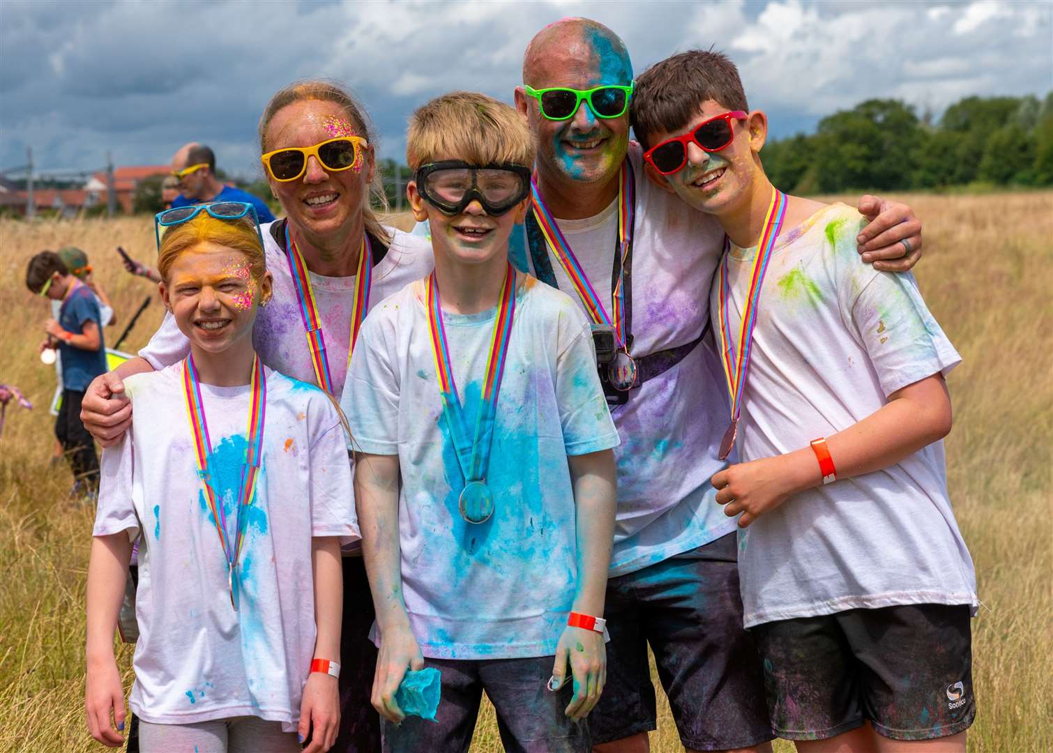 Families taking part in school PTFA’s Colour Run