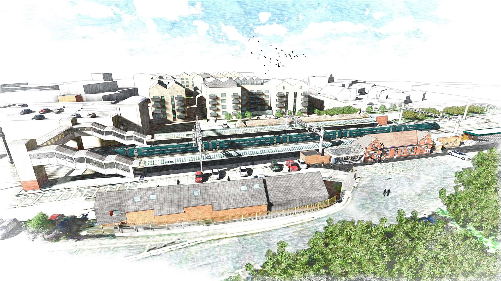 An artist's impression of the new and improved Newbury Station, credit: GWR