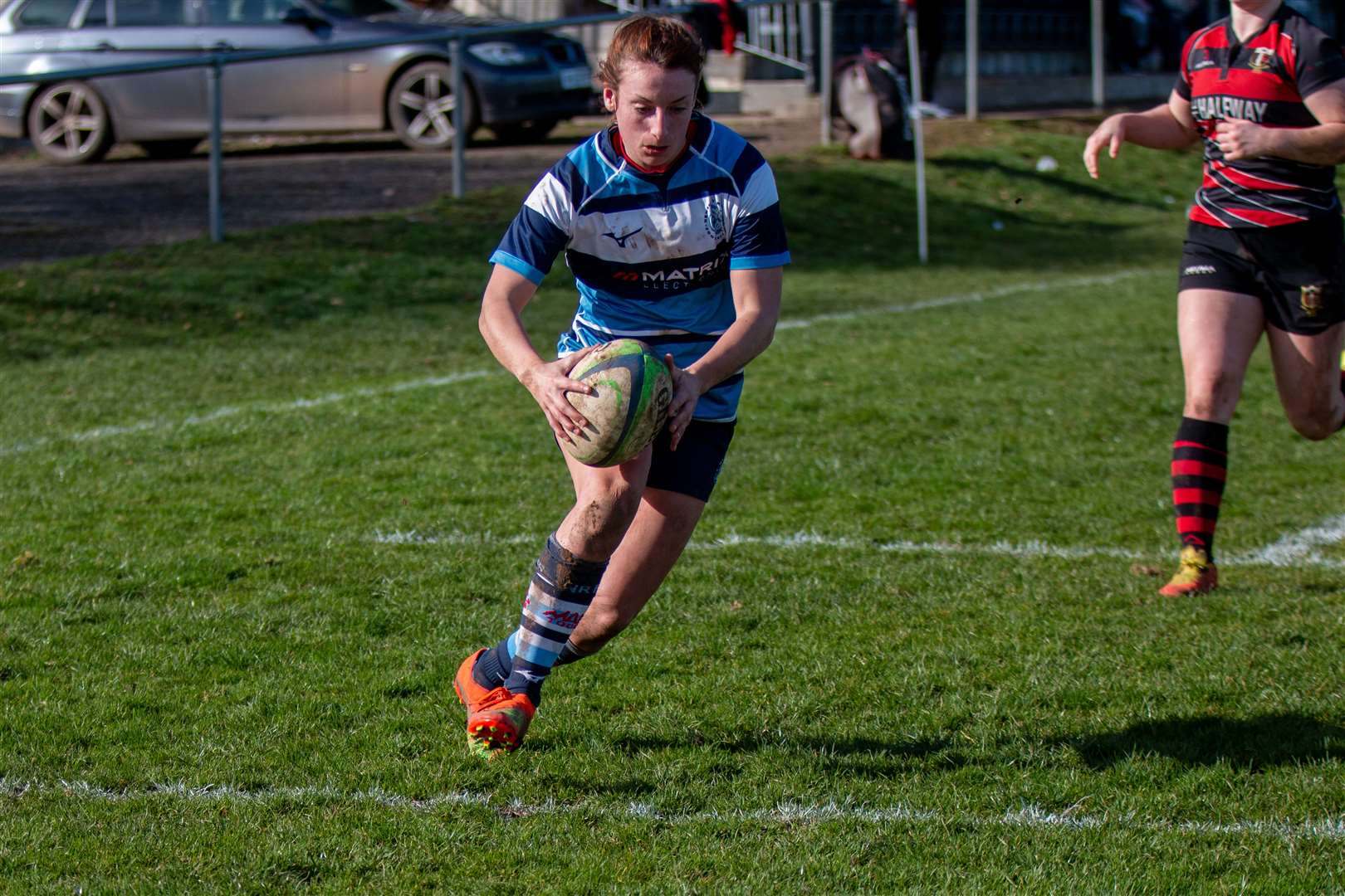 Lizzie Harris goes over to score. Pic: Alastair Gray