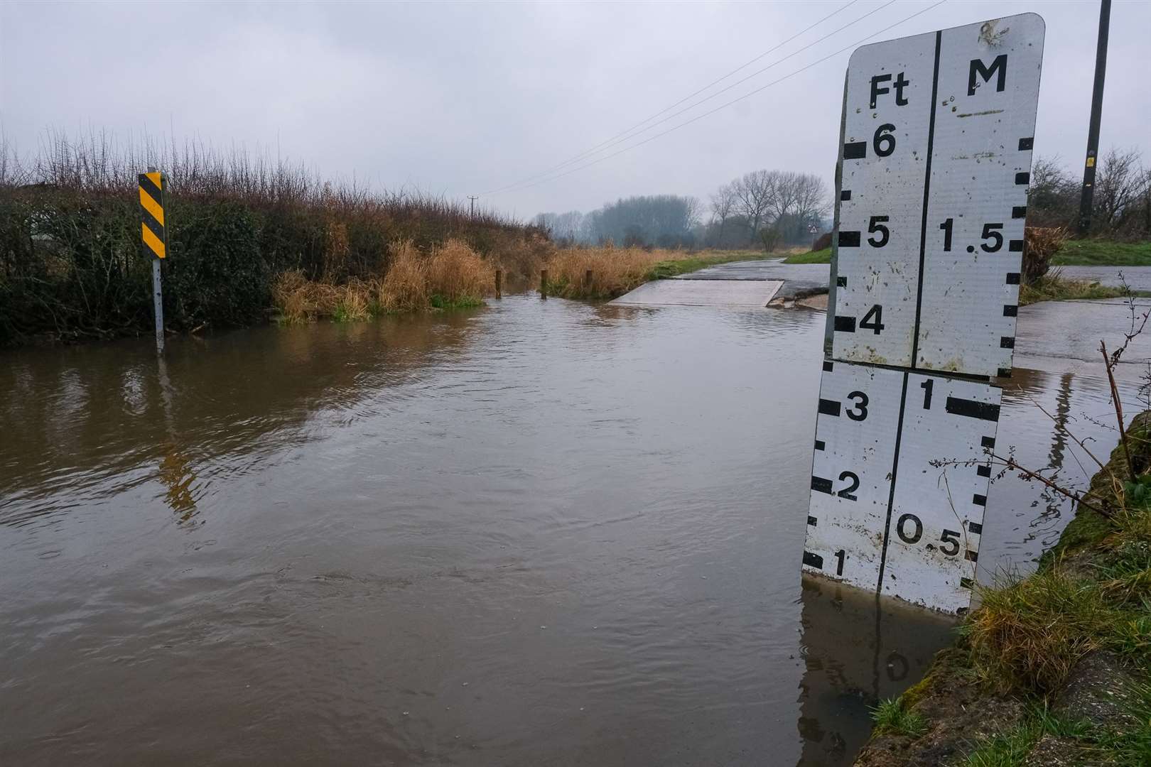 The Ford's water level is too high for most cars to drive through