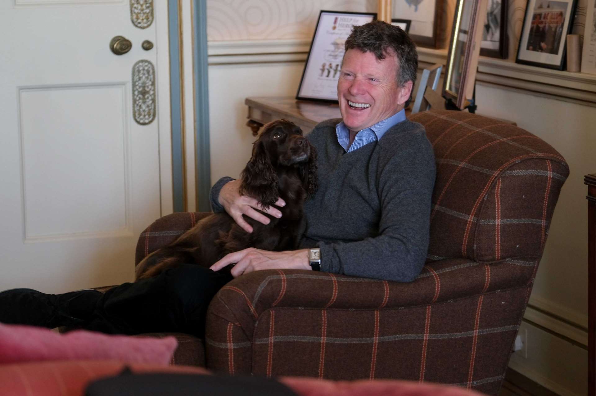 Richard Benyon relaxes with Willa