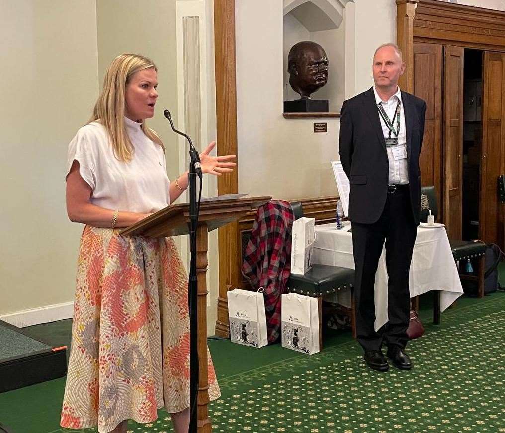 Laura Farris hosted the afternoon tea in the Churchill Room in the House of Commons