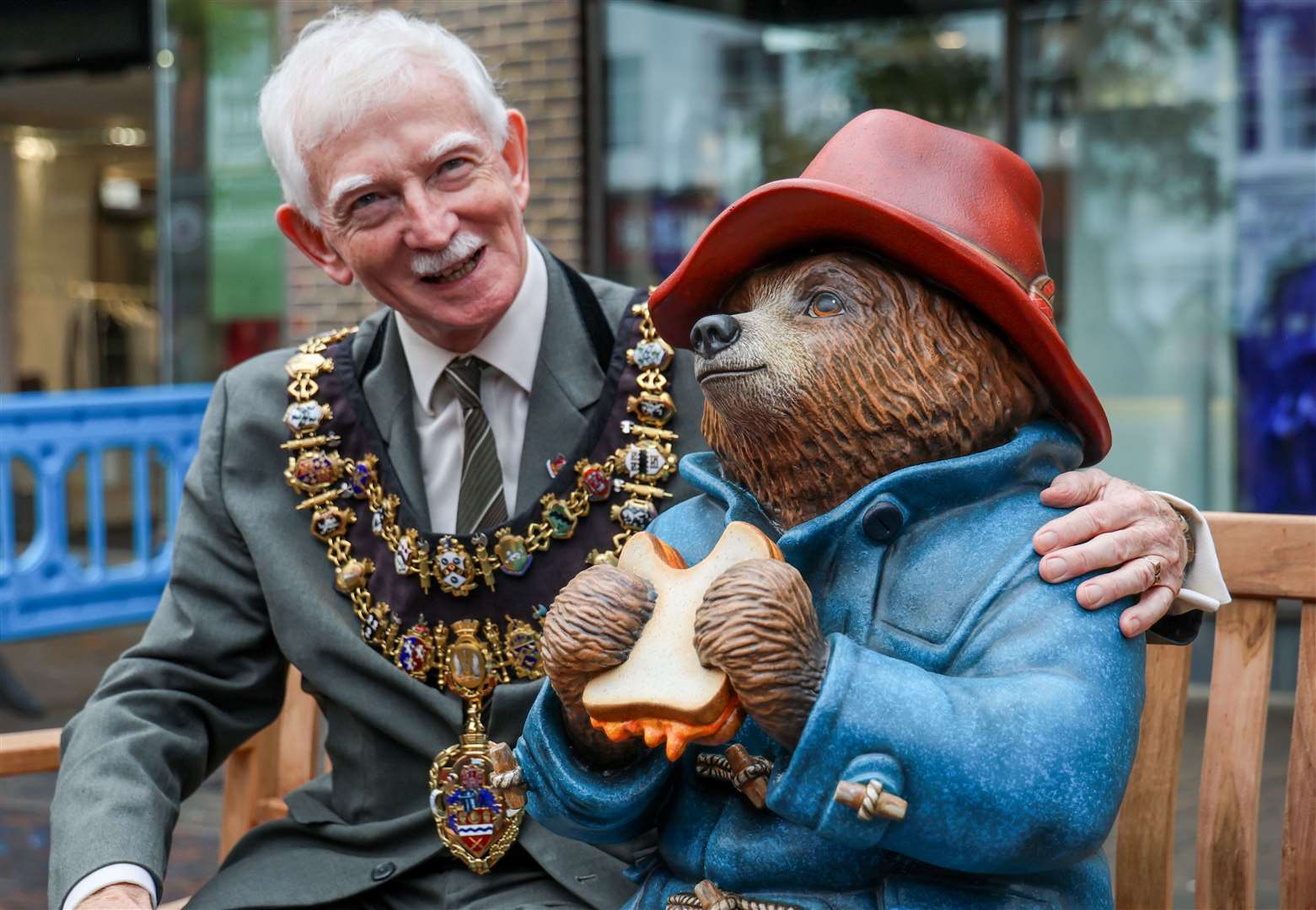 Mayor of Newbury Andy Moore with Paddington Bear