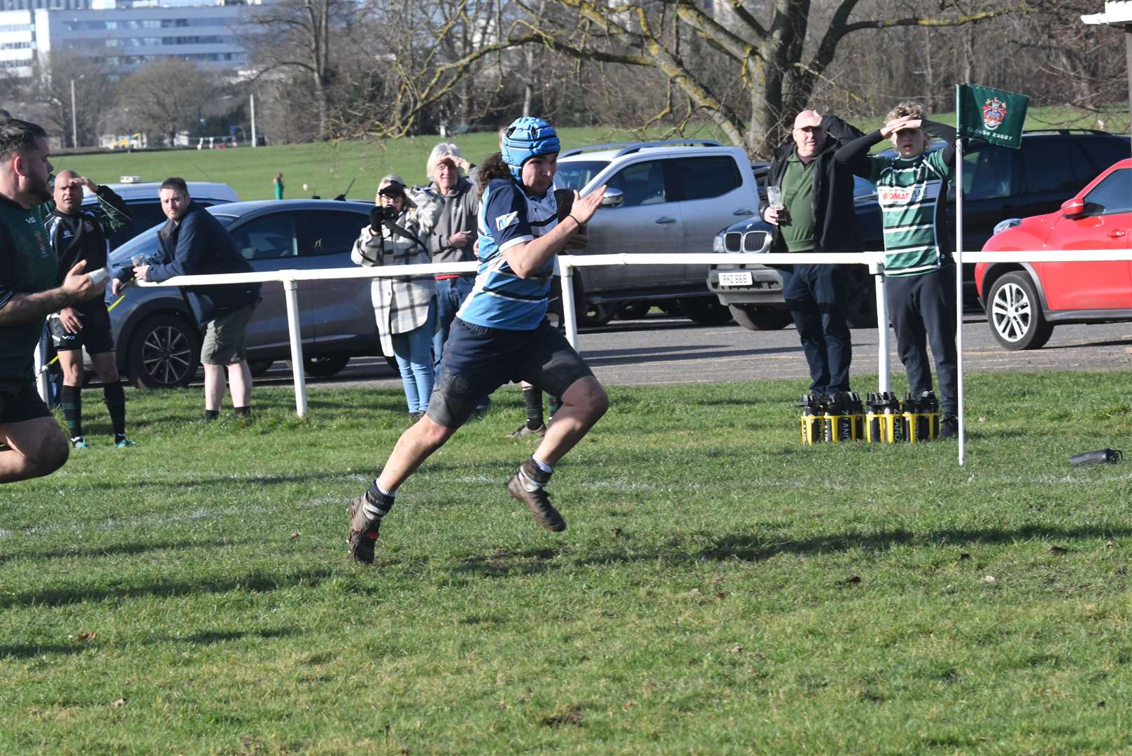 Newbury Stags' Louis Carnell runs for the line - Photo: Peter Branch