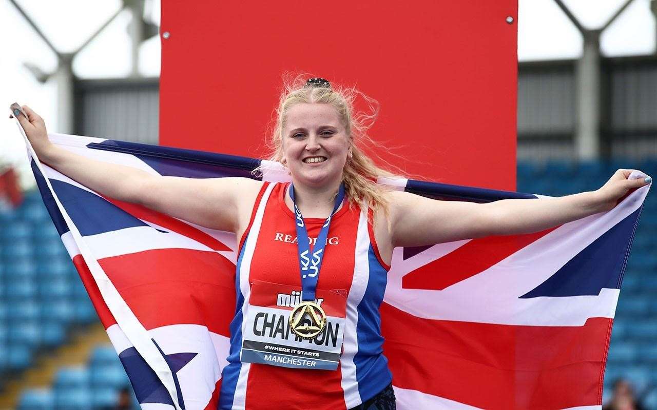 Charlotte Payne after her UK Athletics Championships triumph. Pic: Getty for British Athletics
