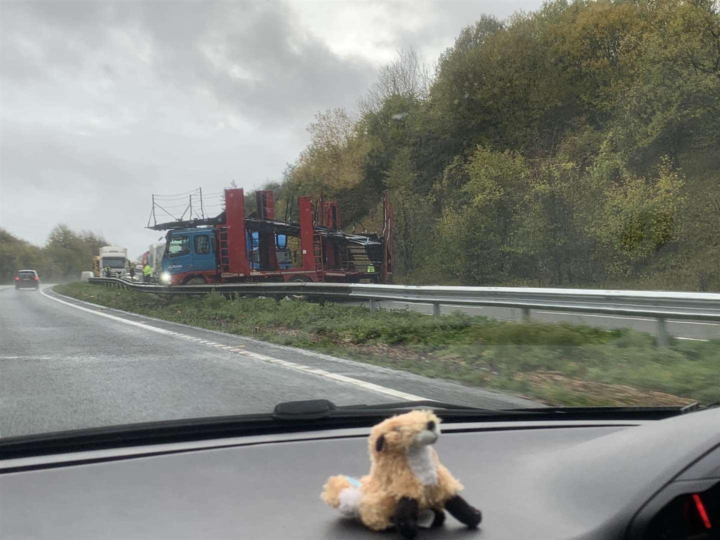 A jack-knifed lorry is blocking the A34 near Newbury. Picture courtesy of Oli Marshall