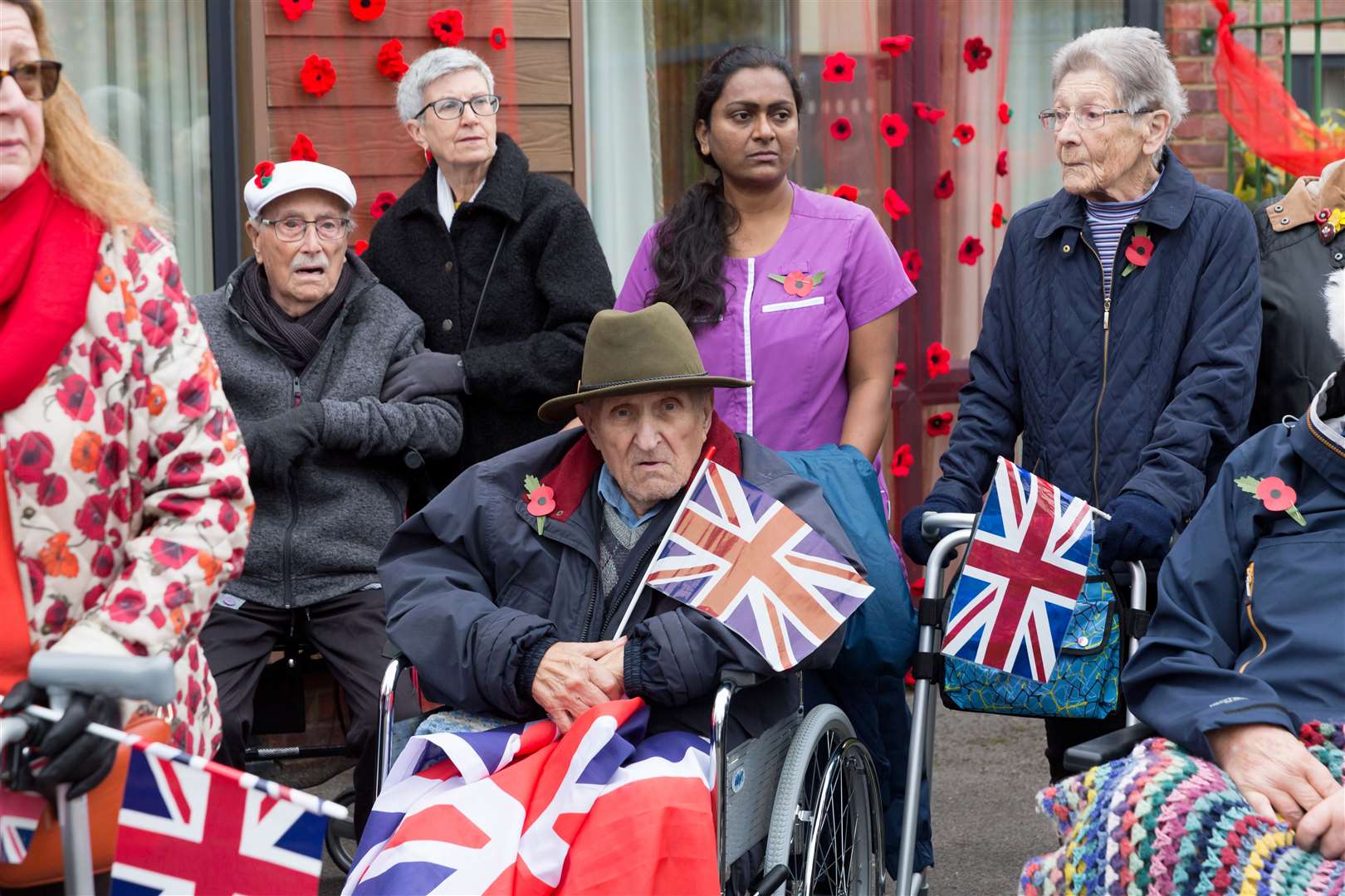 Residents with their flags ready for the parade