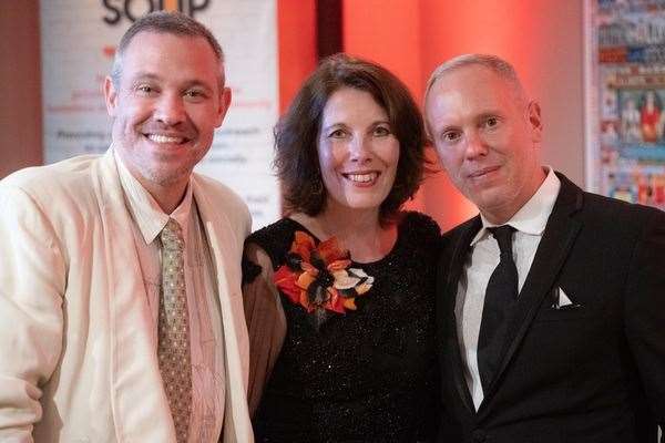 Patron of the charity, Will Young, charity founder Meryl Praill, and Rob Rinder
