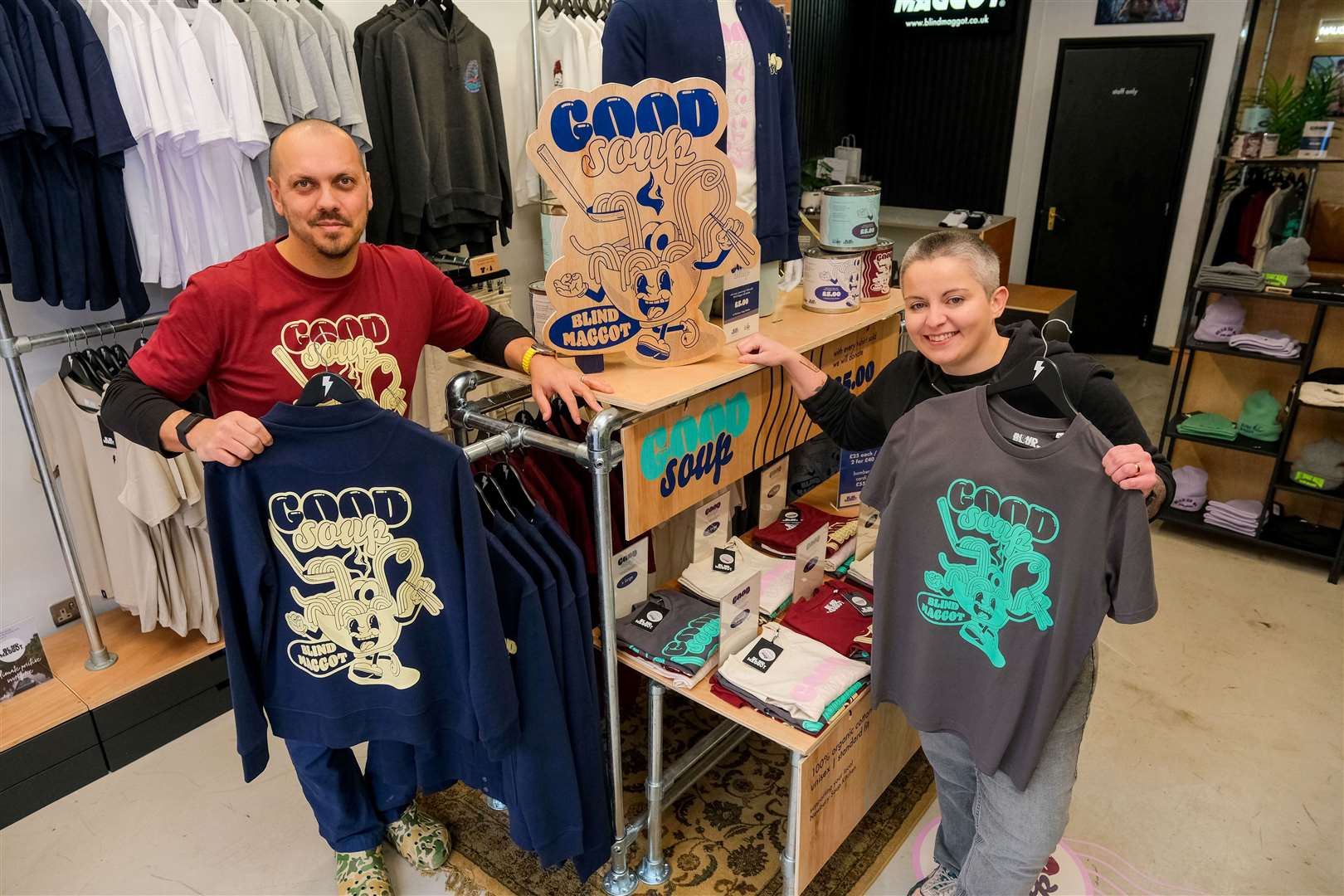 Shop manager Jim Moore and Blind Maggot co-founder Chessie Rosier-Parker