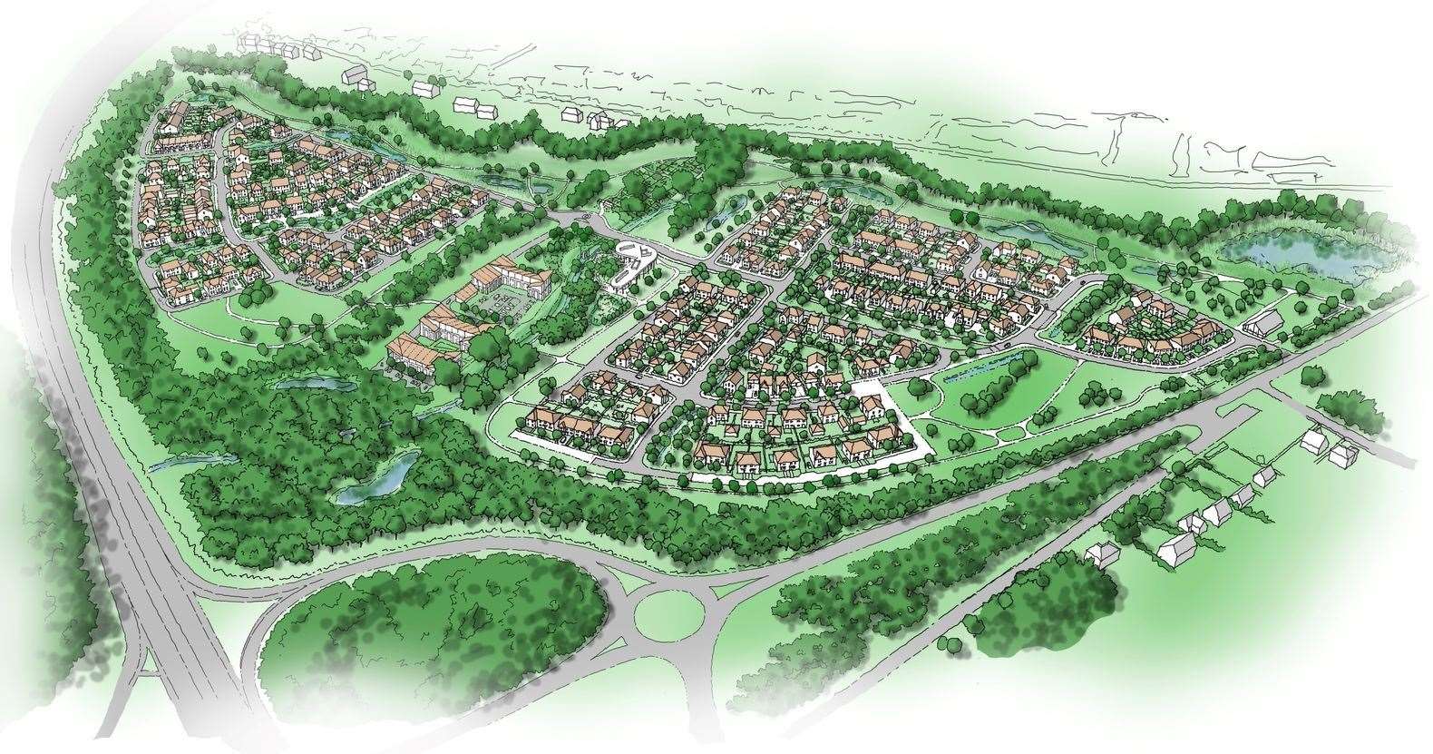An aerial view of what Watermill Bridge will look like once completed