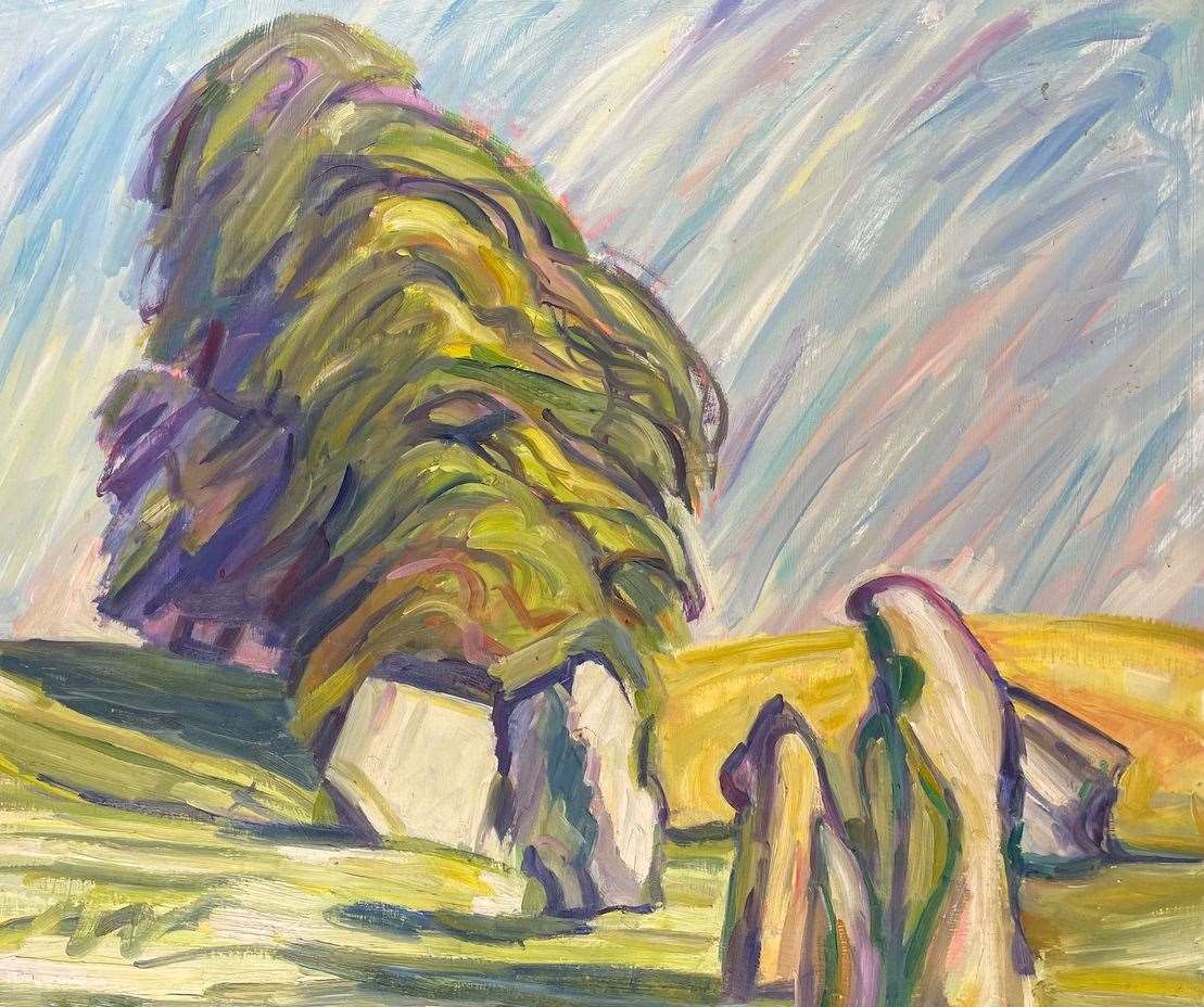 Large beech and standing stones