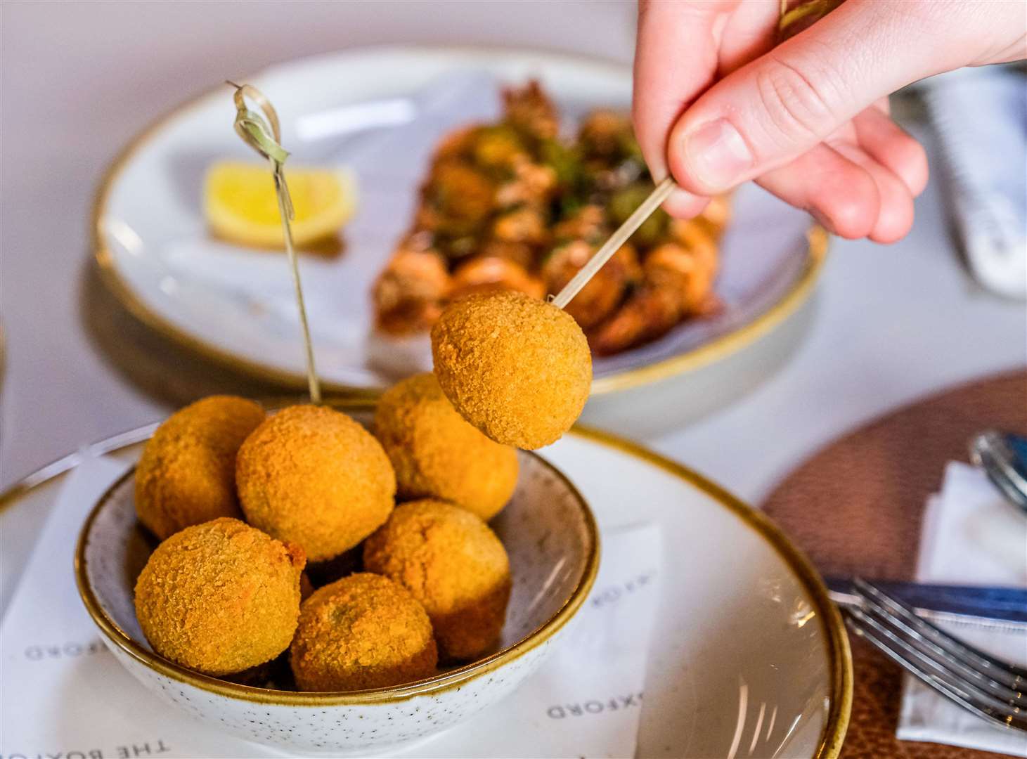 Olive All’ascolana – deep fried breaded Italian olives stuffed with mixed minced meat (£9)