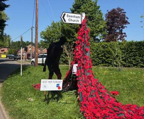 The poppy display in situ, courtesy of the Beenham WI