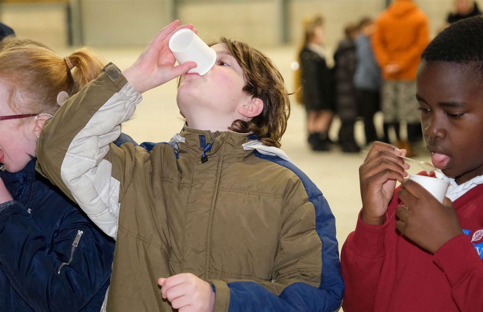 Mary Hare school pupils trying potato soup