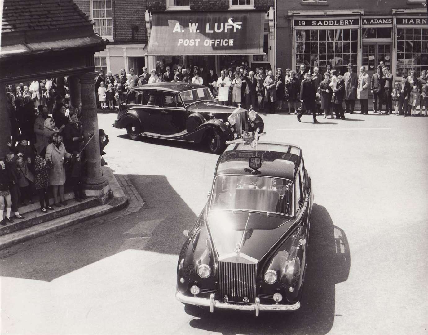 Driving through the town centre