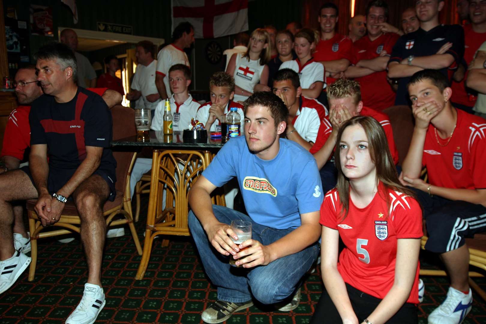 England V France. Supporters at Newbury Football Club - Euro 2004
