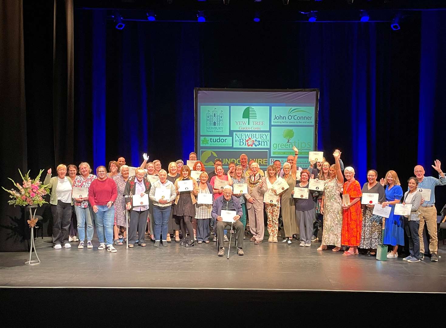 All the entrants of this year's Newbury In Bloom contest were invited on stage to celebrate the annual contest to make the town greener