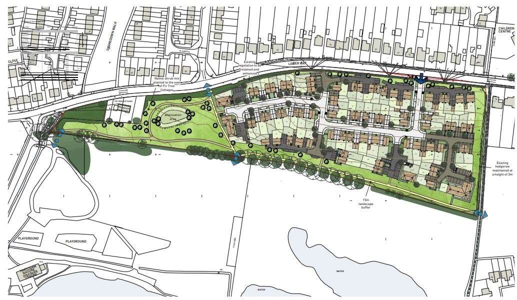 The superseded plan for the Lower Way developmet. Picture by: Persimmon Homes. (54413904)