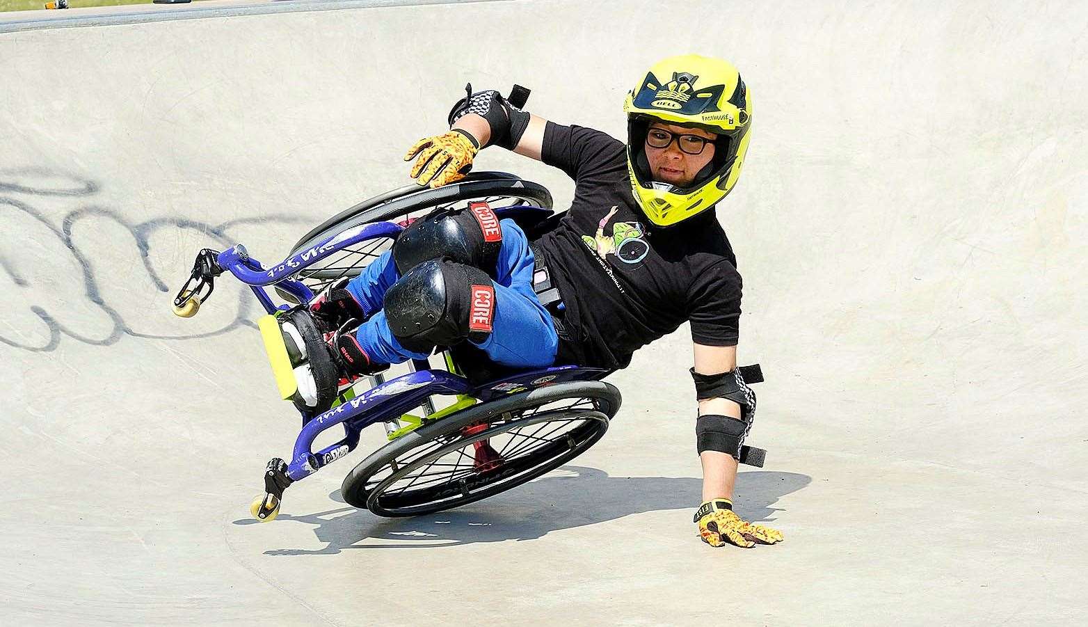 Ben Sleet showing off his globally-recognised wheelchair motocross skills