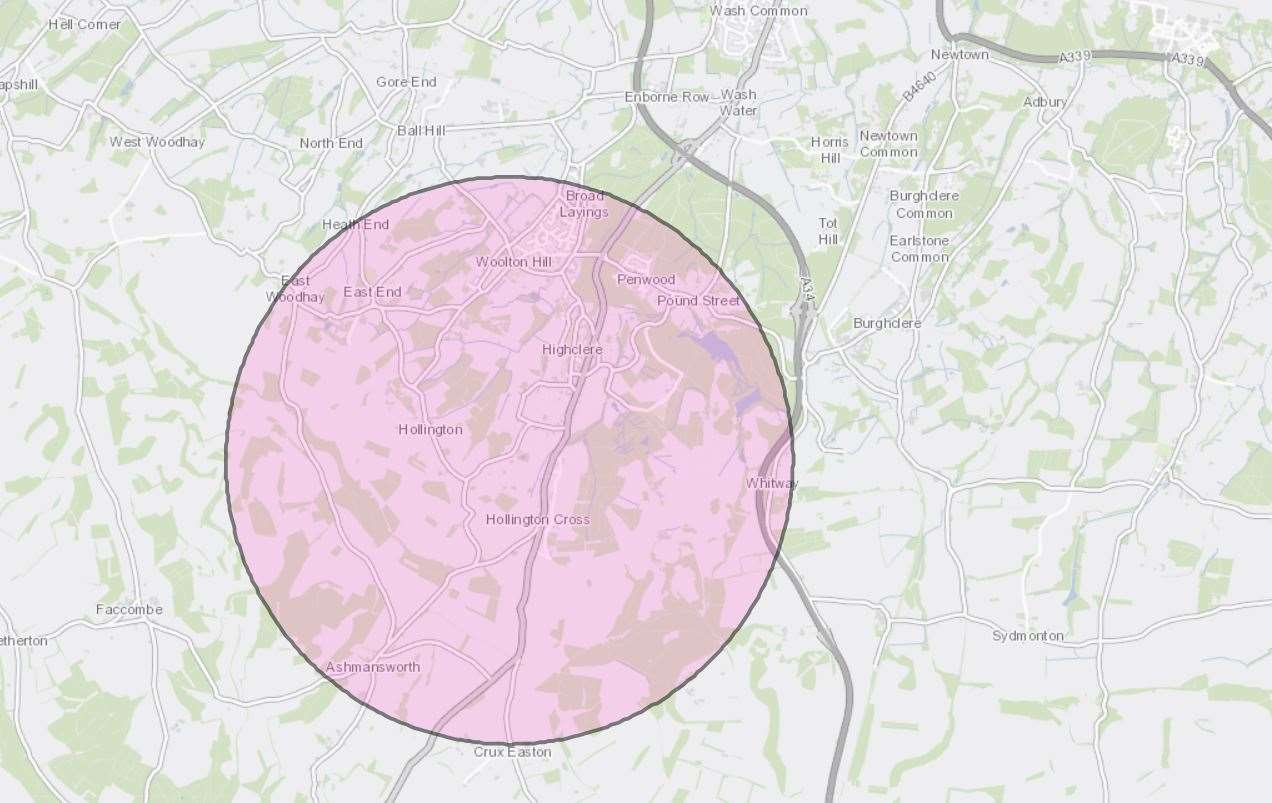 3km captive bird (monitoring) controlled zone implemented to contain the disease outbreak around Highclere