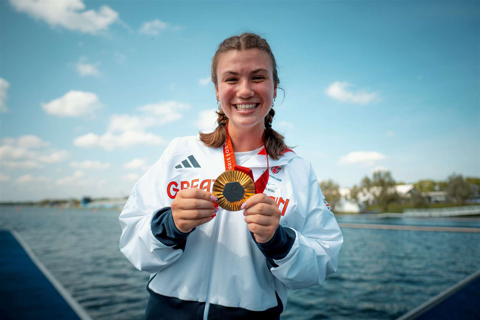 Frankie Allen with her gold medal in Paris