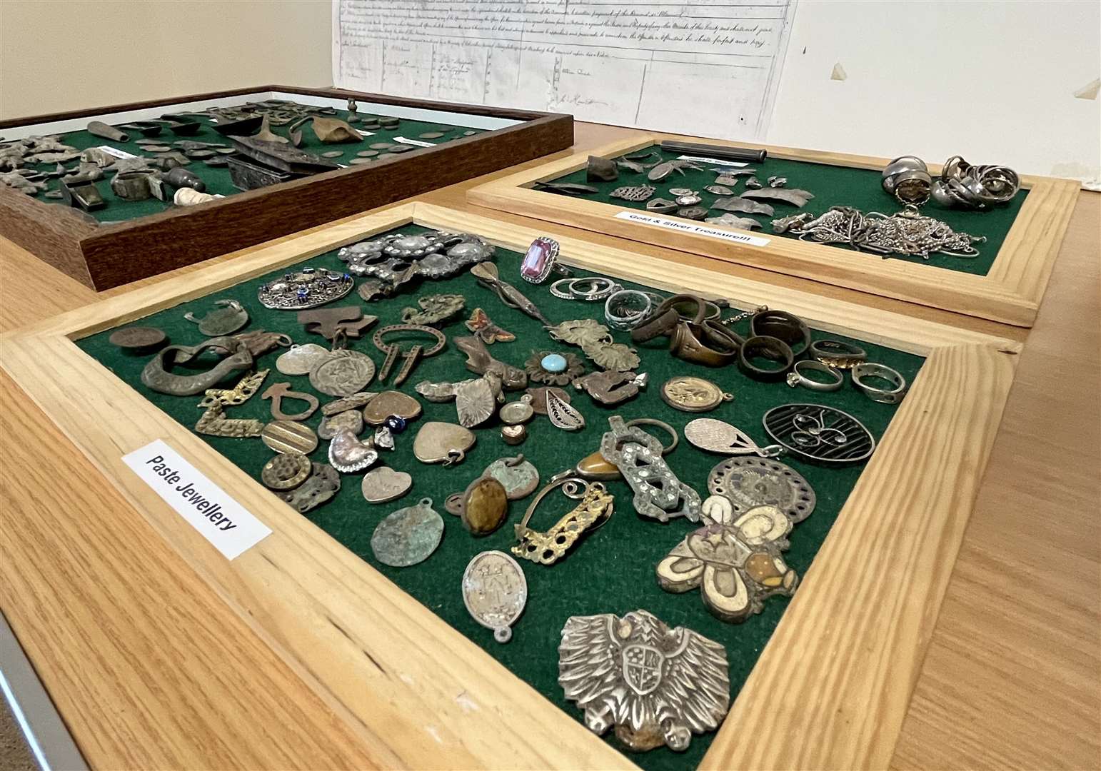 Various metal detecting finds on display
