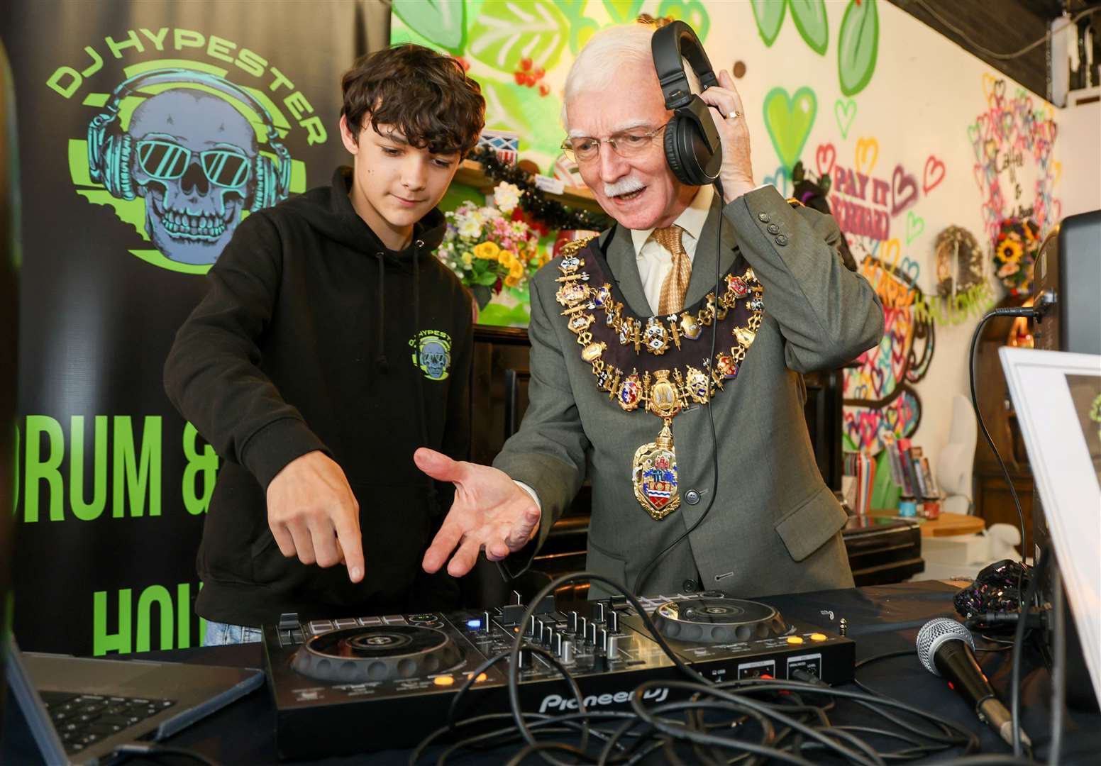 Mayor of Newbury Andy Moore hitting the decks with DJ Hypester
