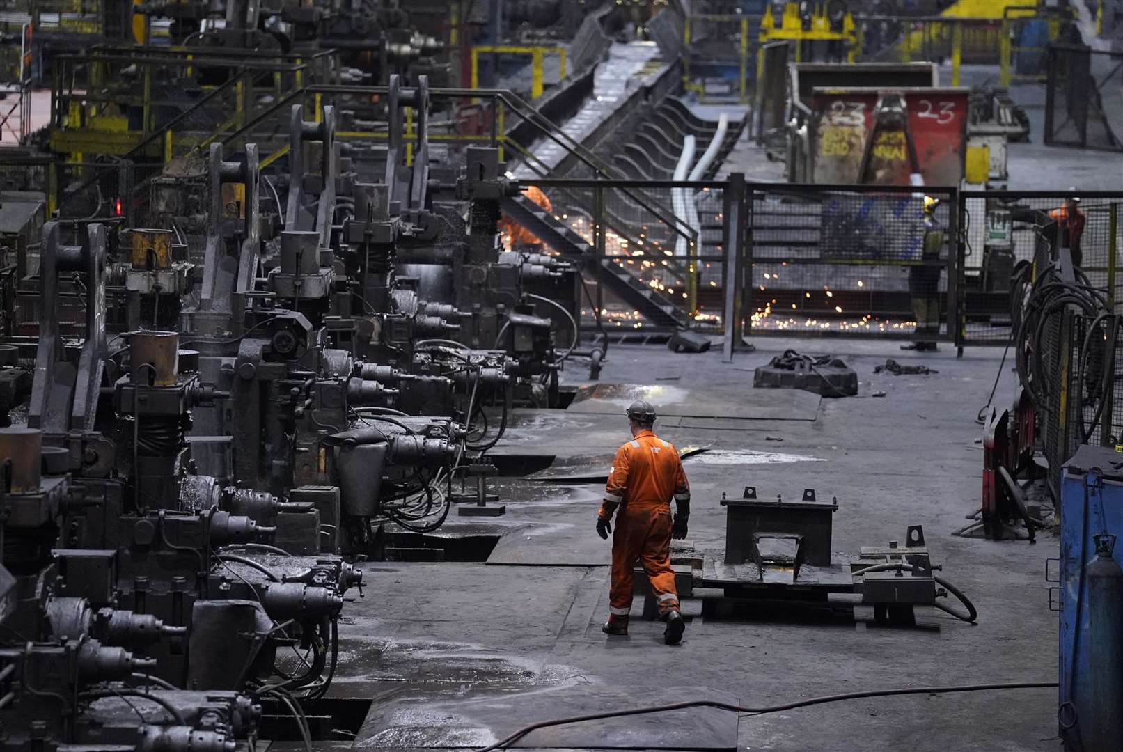 Workers at the British Steel site in Scunthorpe (Danny Lawson/PA)